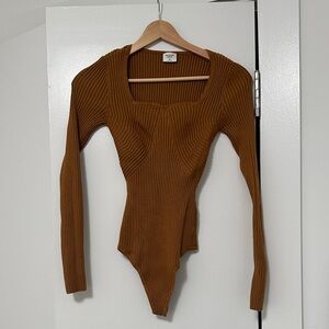Abercrombie & Fitch Tan Ribbed Bodysuit